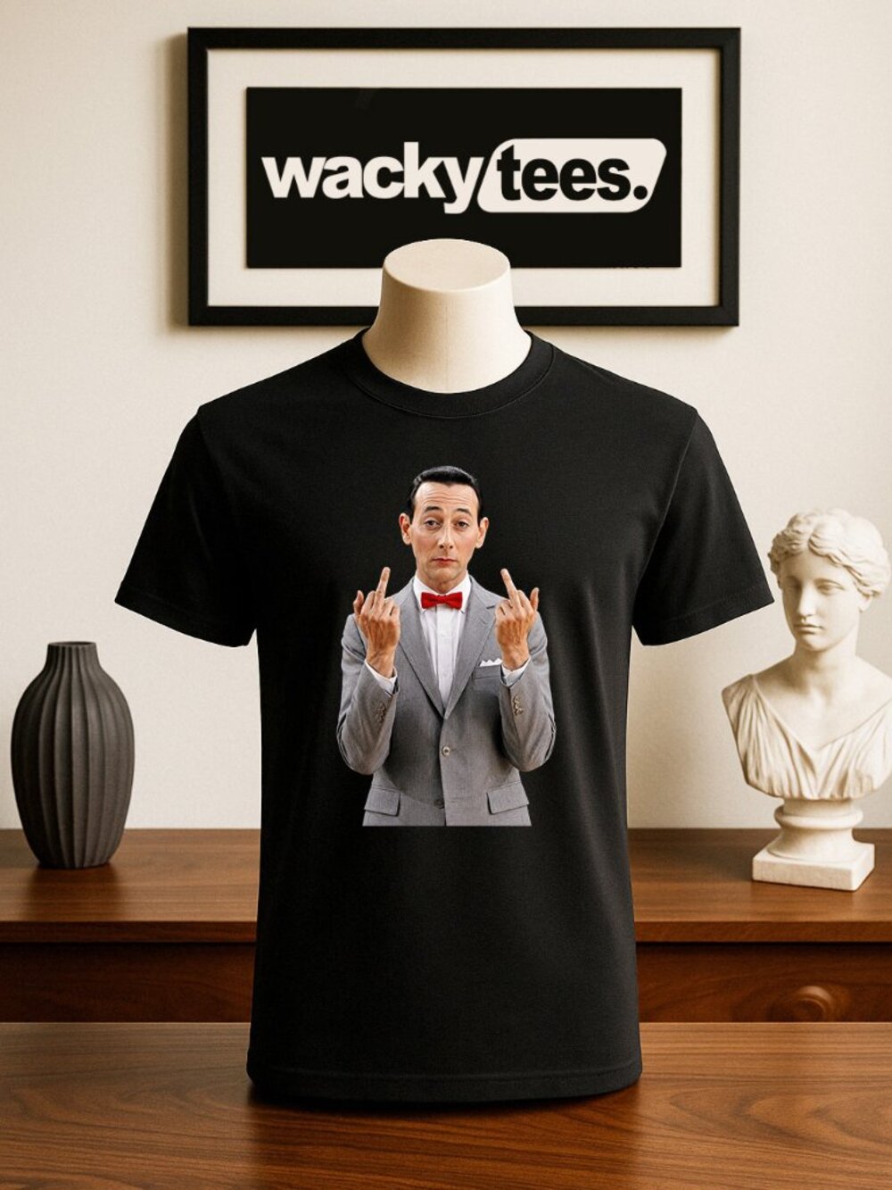 Pee Wee Herman Flipping The Bird Vintage Classic Big Adventure Graphic Tee Shirt